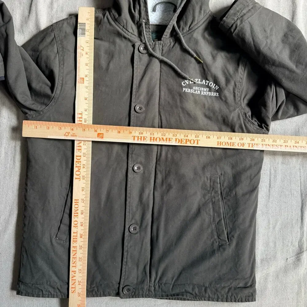 Sherpa Fleece Lined Canvas Hooded Jacket Men's M Olive Workwear Coach Coat